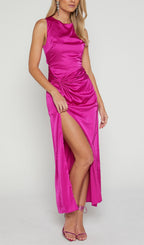 Flowering Girl Women TWIST DETAIL MIDI DRESS IN FUCHSIA