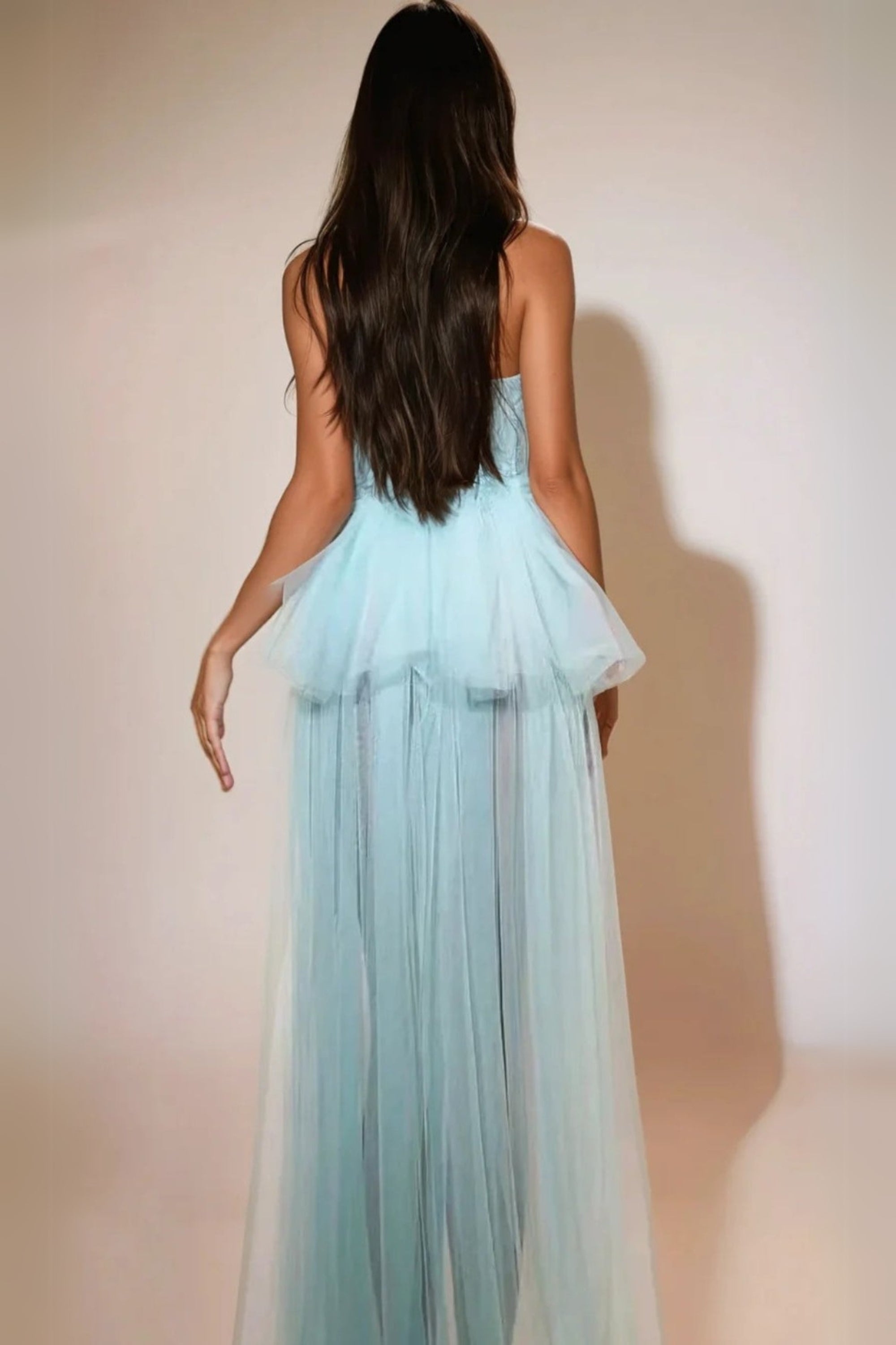 Flowering Girl Women Kalene Strapless Ruffle Tulle Dress In Blue