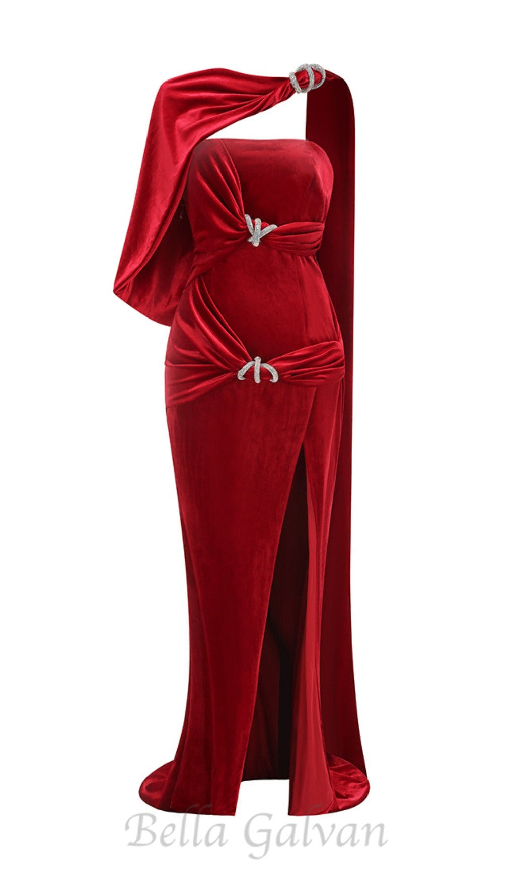 Flowering Girl Women velvet caplet maxi dress in red