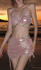 Flowering Girl Women Dulce Pink Crystal Three-Piece Swimsuit