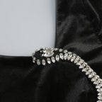 Flowering Girl Women Rhinestone Embellished Floor-Length Dress in black