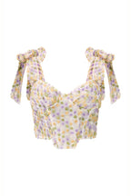 Flowering Girl Women White Textured Floral Bow Strap Crop Top
