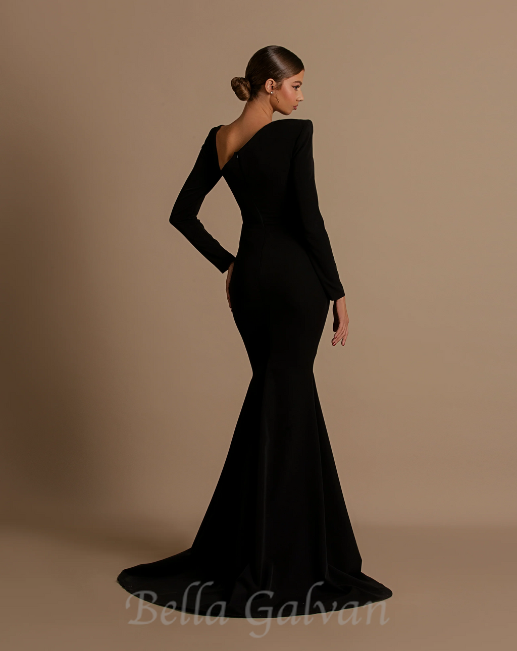 Flowering Girl Women Rhinestone Embellished Floor-Length Dress in black