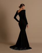 Flowering Girl Women Rhinestone Embellished Floor-Length Dress in black
