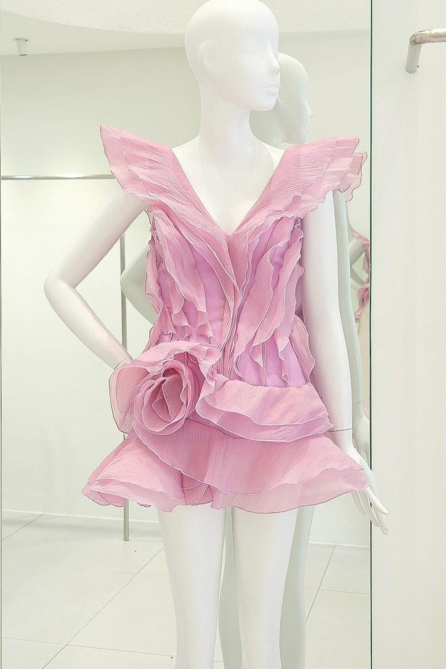 Flowering Girl Women Theia Ruffle Layers Strapless Mini Dress In Pink