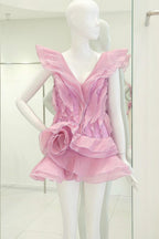 Flowering Girl Women Theia Ruffle Layers Strapless Mini Dress In Pink