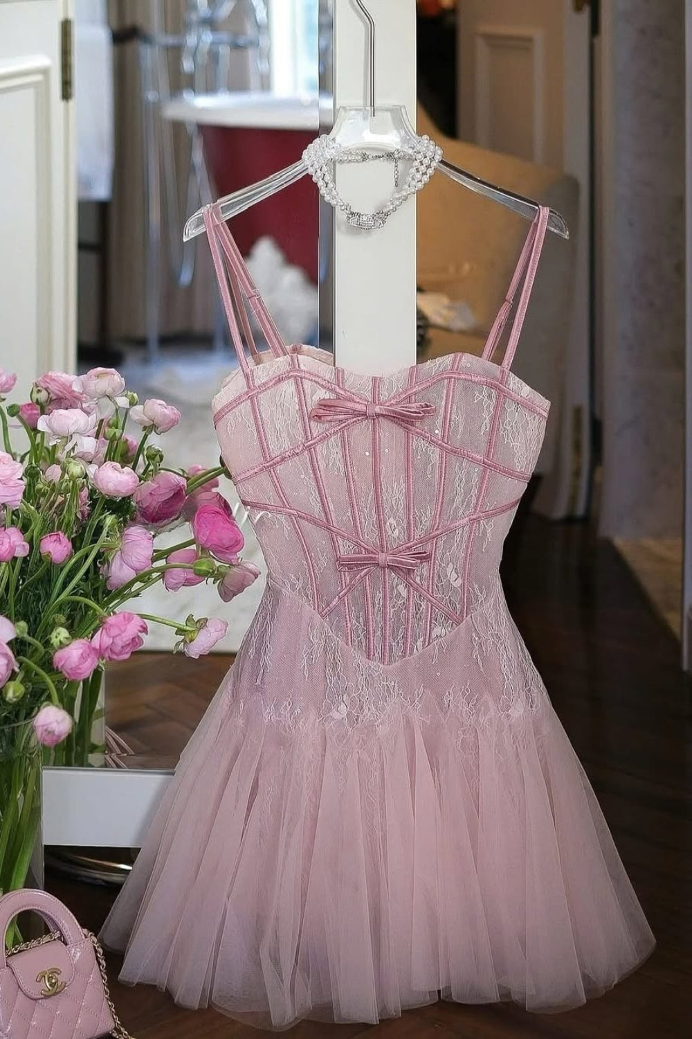 Flowering Girl Women Bow Tulle Corset Mini Dress