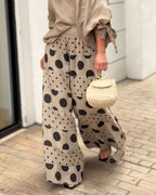 Flowering Girl Women Casual Shoulder Top & Printed Pants Two-Piece Set
