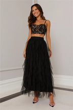 Flowering Girl Women Lace Tulle Set in Black