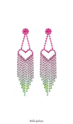 Flowering Girl Women Demetra Rhinestone Heart Tassel Earrings