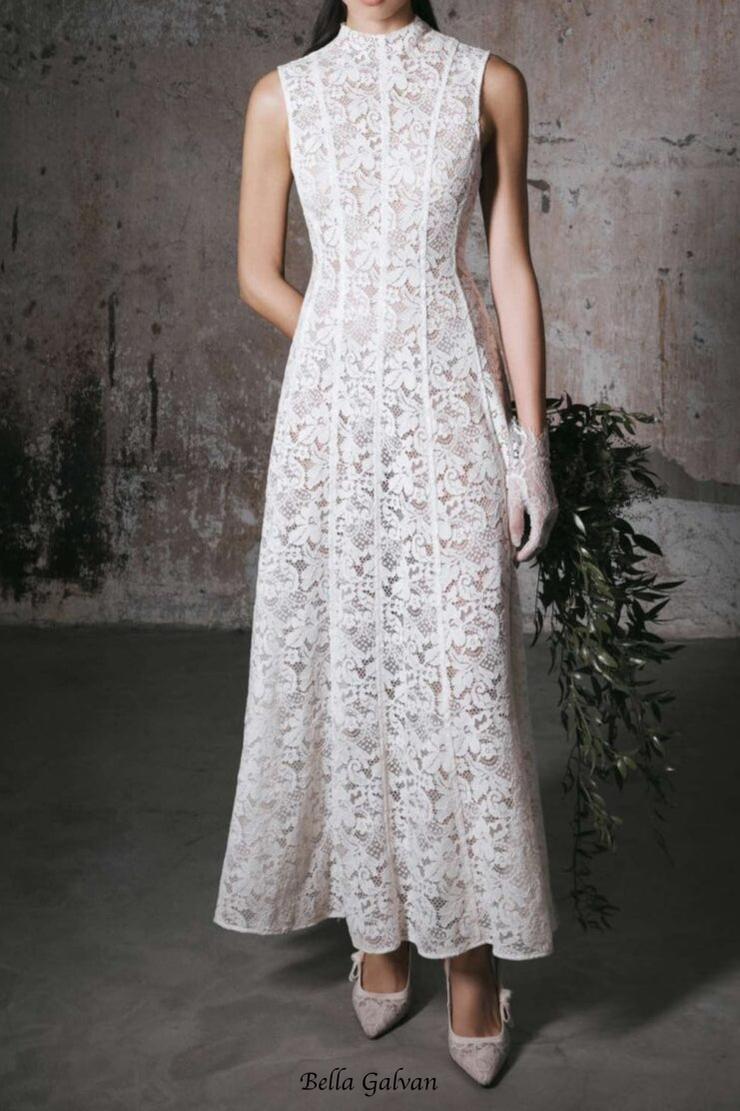 Flowering Girl Women tina Embroidered lace sleeveless maxi dress in white