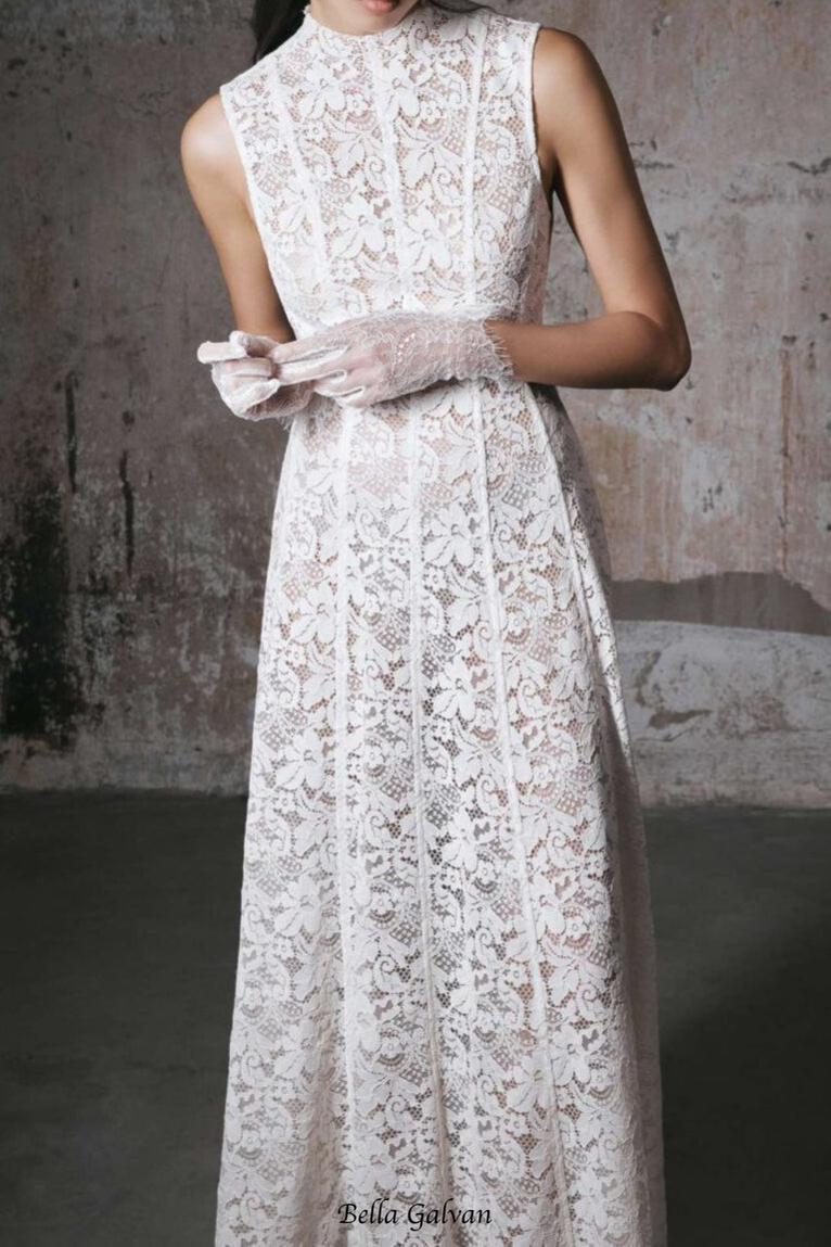 Flowering Girl Women tina Embroidered lace sleeveless maxi dress in white