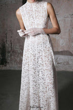 Flowering Girl Women tina Embroidered lace sleeveless maxi dress in white