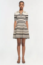 Flowering Girl Women Dessie Striped Knitted Mini Dress In Black Stripe