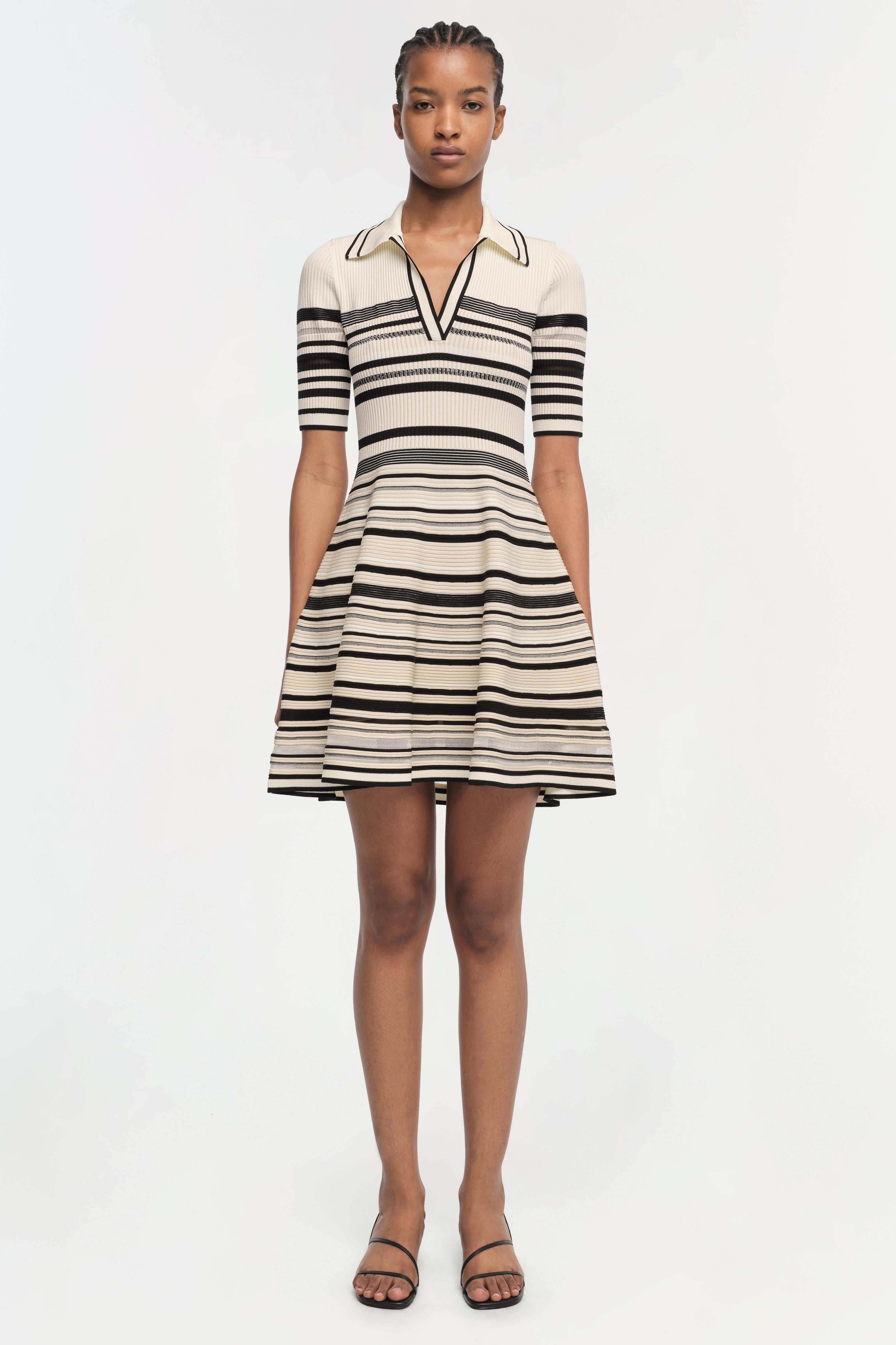 Flowering Girl Women Dessie Striped Knitted Mini Dress In Black Stripe