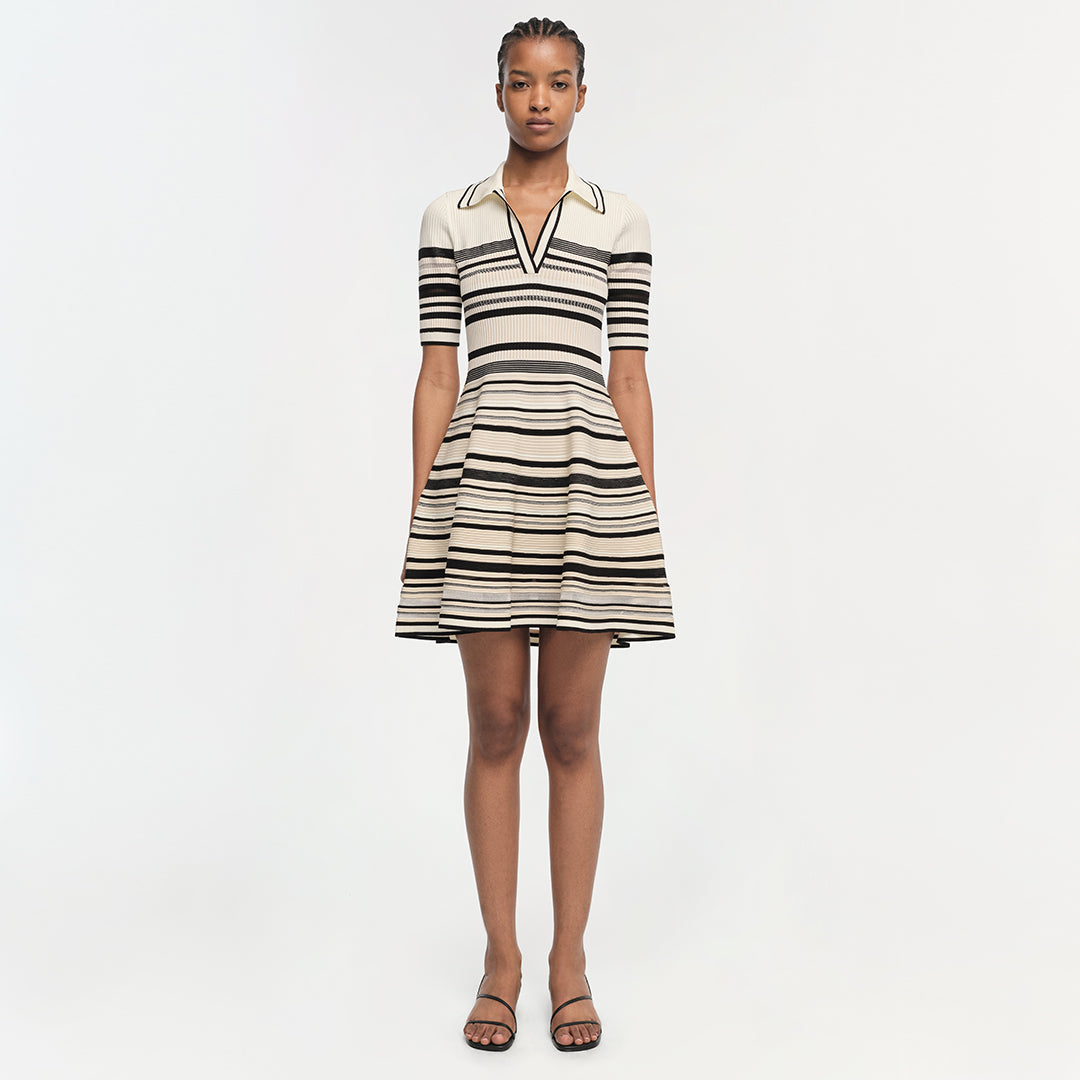 Flowering Girl Women Dessie Striped Knitted Mini Dress In Black Stripe
