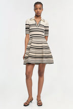 Flowering Girl Women Dessie Striped Knitted Mini Dress In Black Stripe