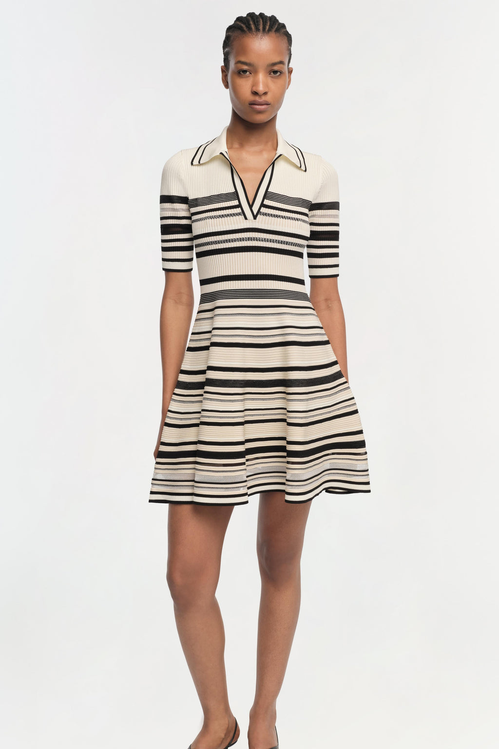Flowering Girl Women Dessie Striped Knitted Mini Dress In Black Stripe