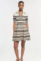 Flowering Girl Women Dessie Striped Knitted Mini Dress In Black Stripe