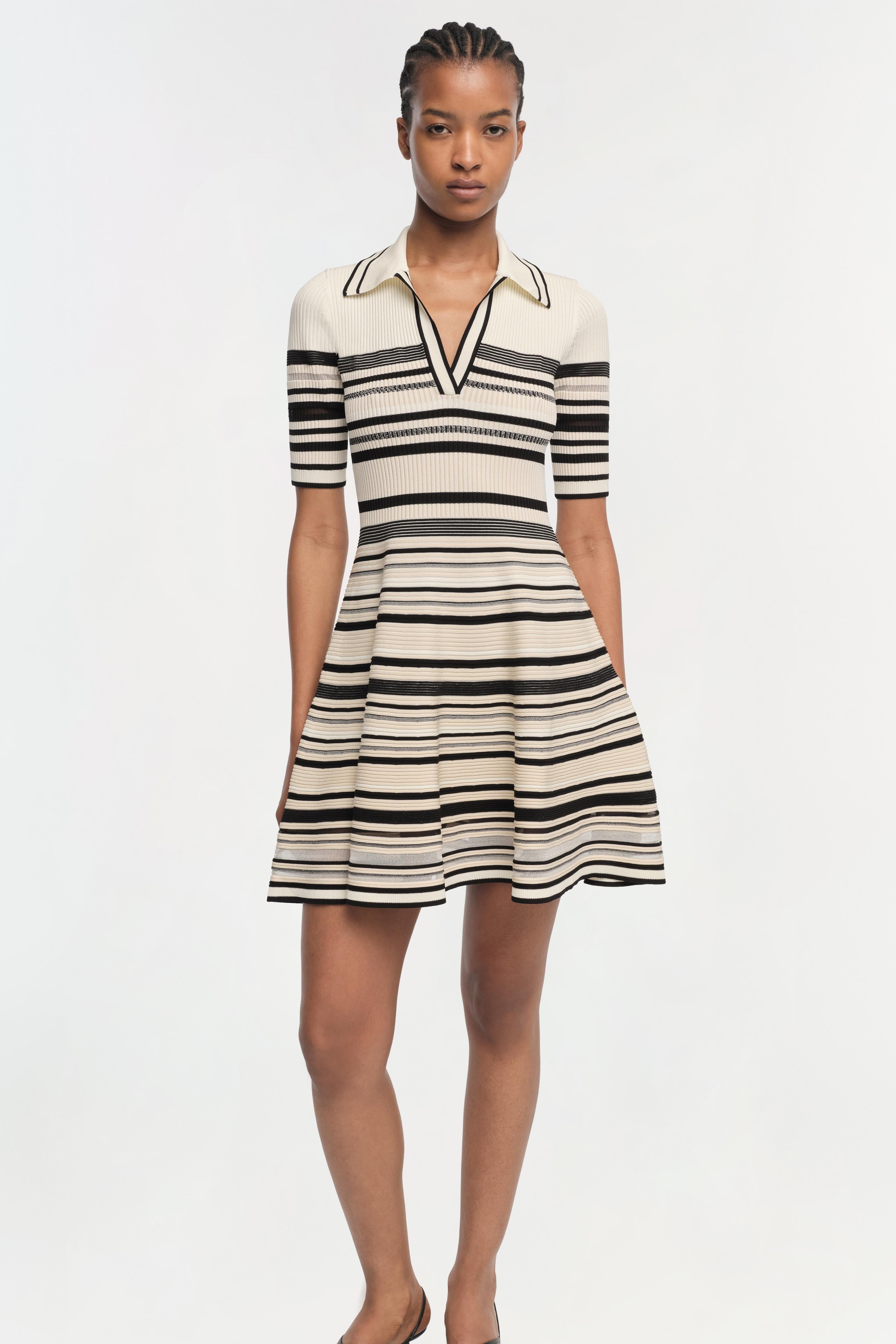 Flowering Girl Women Dessie Striped Knitted Mini Dress In Black Stripe