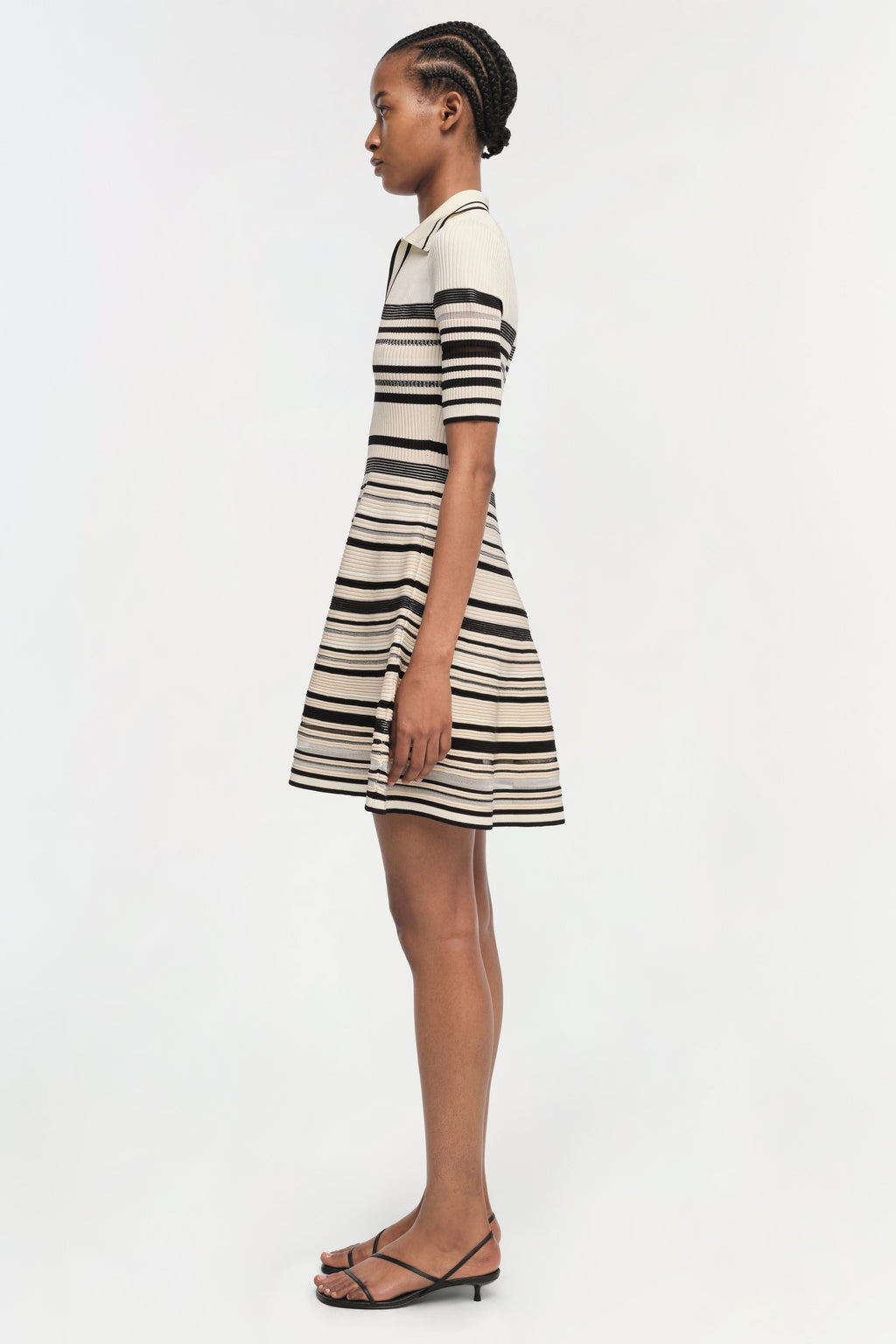 Flowering Girl Women Dessie Striped Knitted Mini Dress In Black Stripe