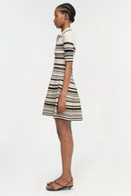 Flowering Girl Women Dessie Striped Knitted Mini Dress In Black Stripe