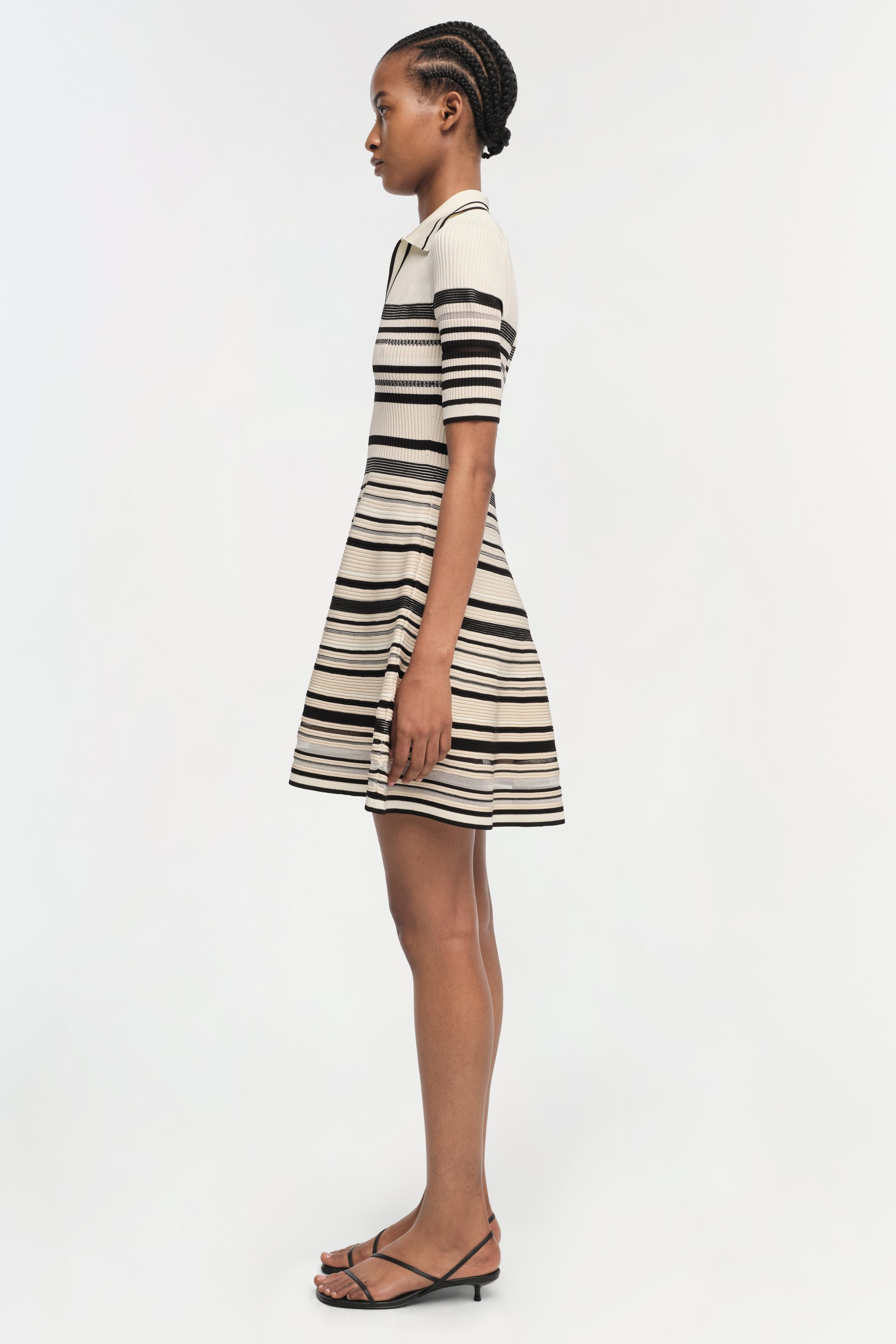 Flowering Girl Women Dessie Striped Knitted Mini Dress In Black Stripe