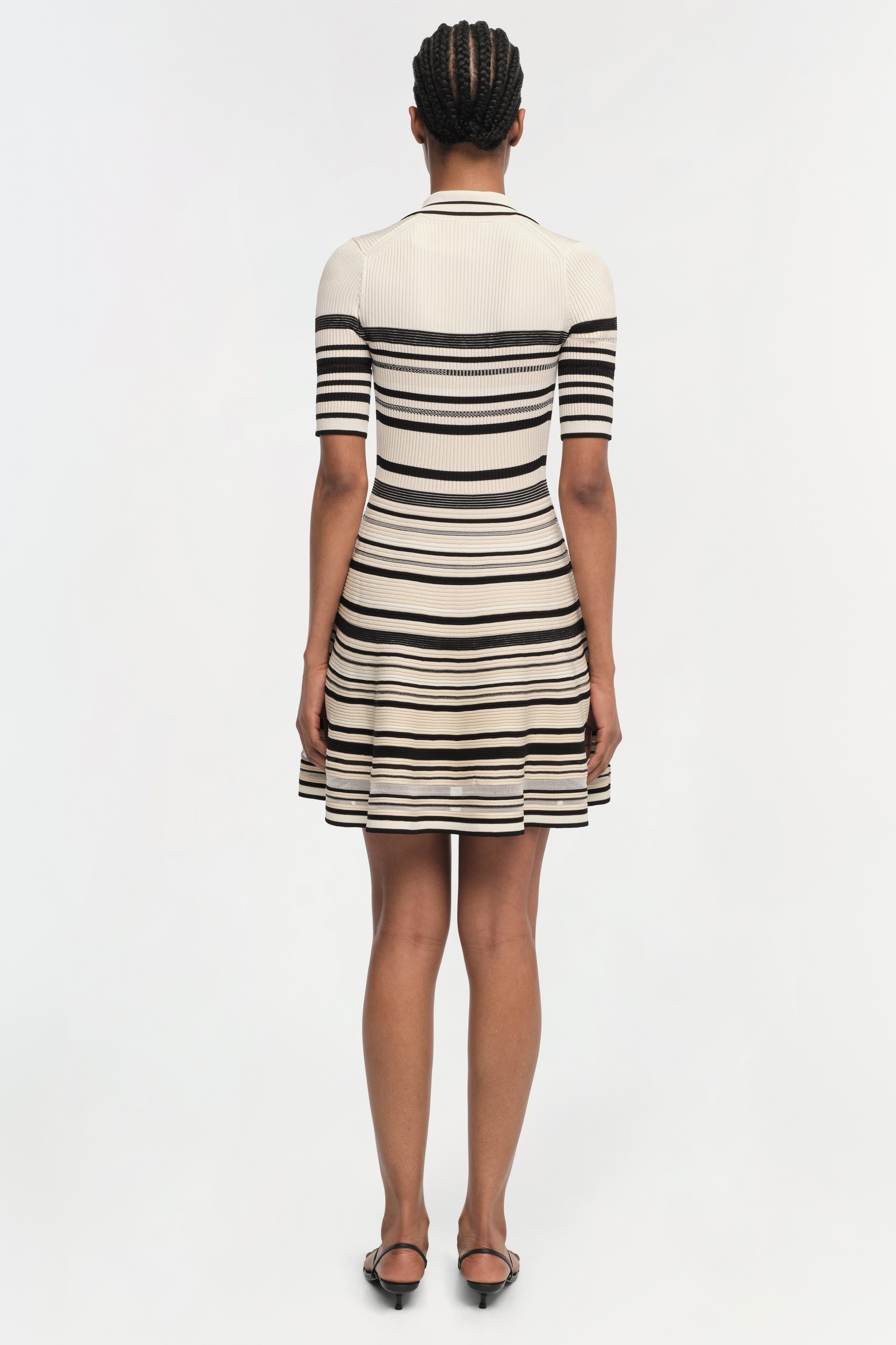 Flowering Girl Women Dessie Striped Knitted Mini Dress In Black Stripe