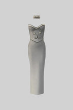 alyssa Gray Crystal Embellished Strapless Gown with Choker