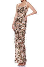 Flowering Girl Women Carsen Strappy Flower Embroidery Maxi Dress