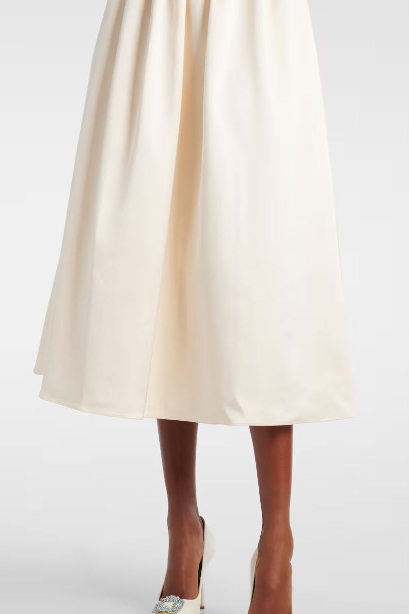Flowering Girl Women Polly Floral-Appliqué Satin Midi Dress In Ivory