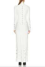 Clara Embellished Stretch-Jersey Maxi Dress In White
