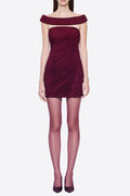 Lola Burgundy Off-Shoulder Asymmetrical-Draped Mini Dress