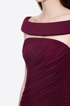 Flowering Girl Women lola burgundy Off-shoulder asymmetrical-draped mini dress