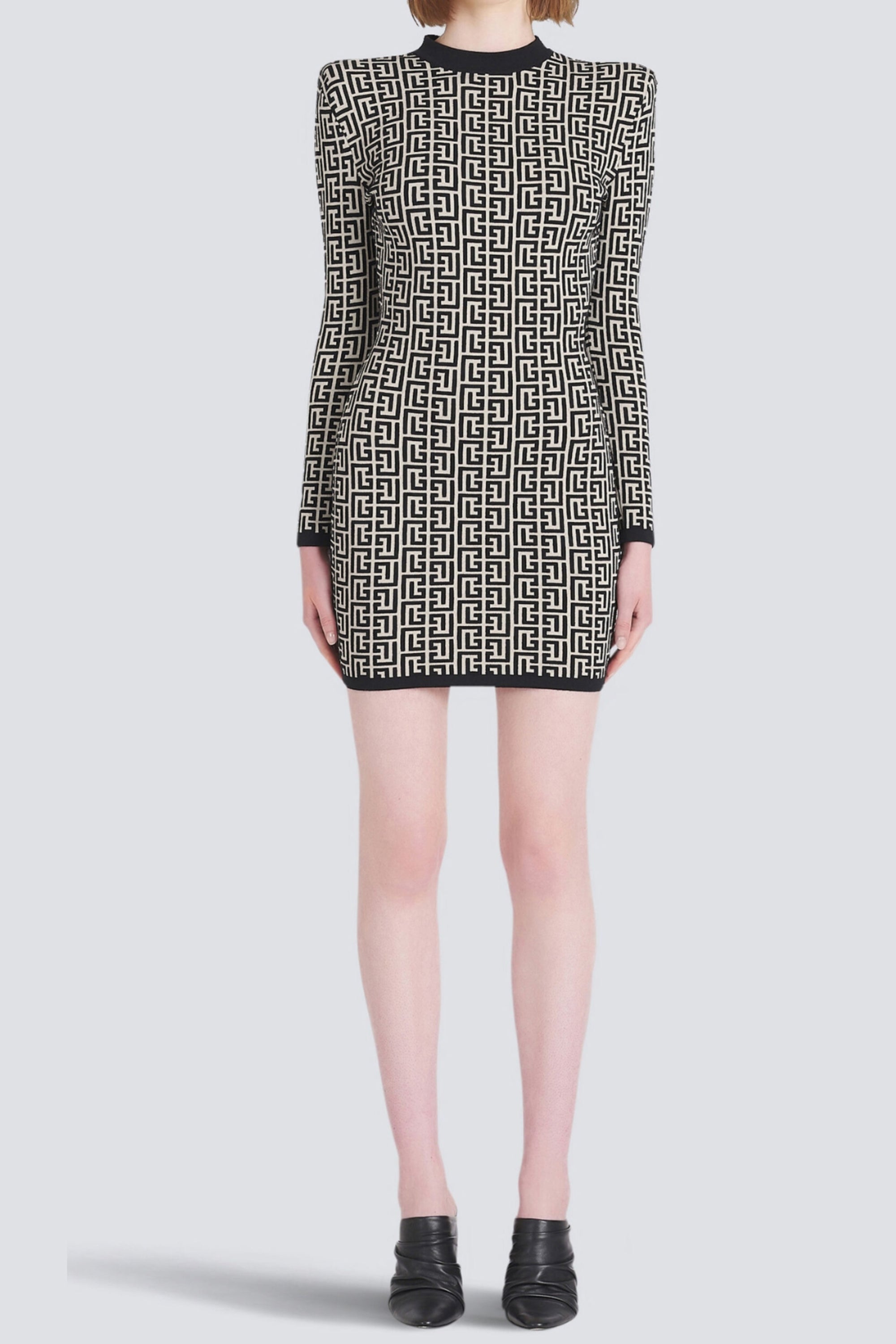 Flowering Girl Women Short Bicolor Jacquard Mini Dress With Monogram