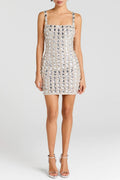 sabrina Silver rhinestone embellished mini Dress