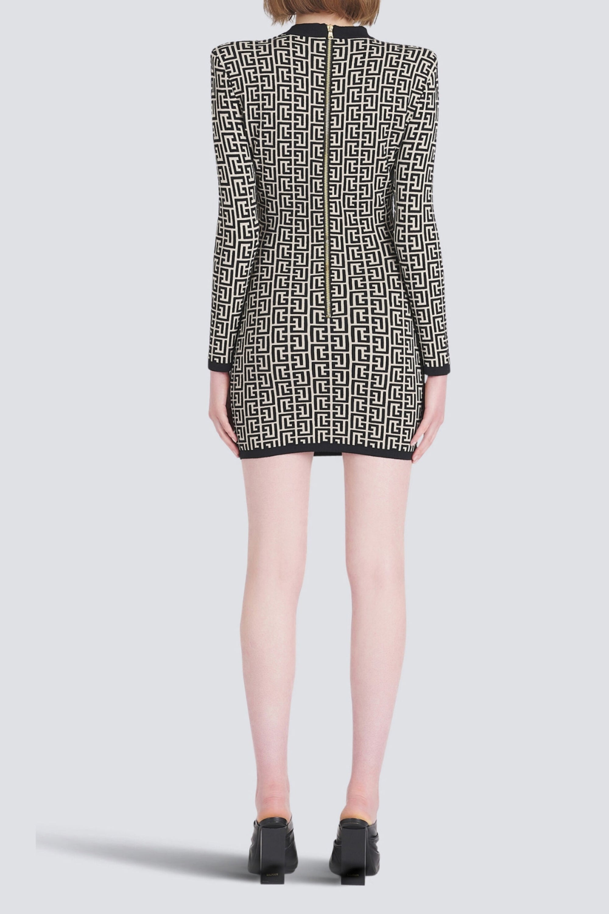 Flowering Girl Women Short Bicolor Jacquard Mini Dress With Monogram
