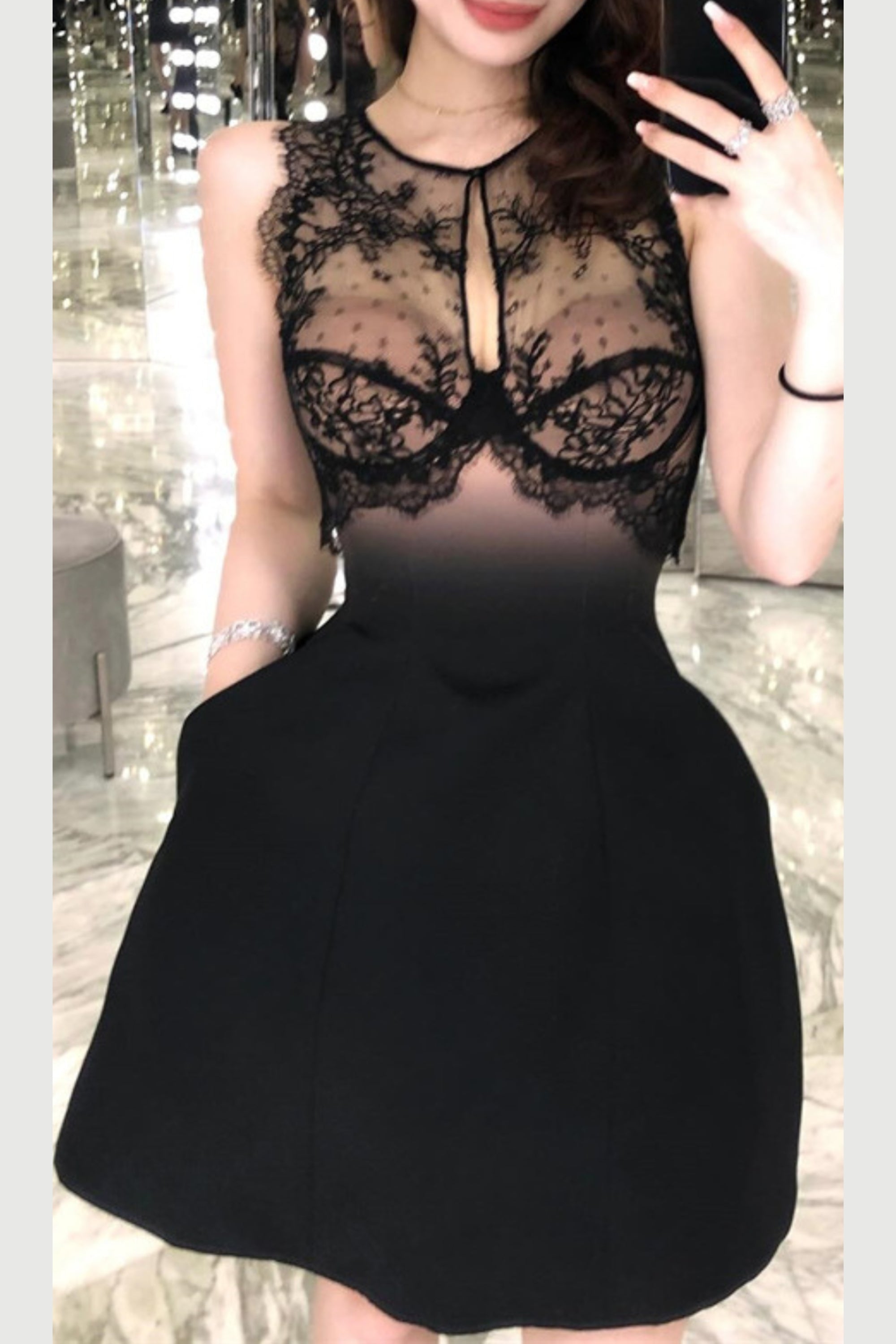 Nude Ombre Black Under-Bust Corset Mini Skirt Set