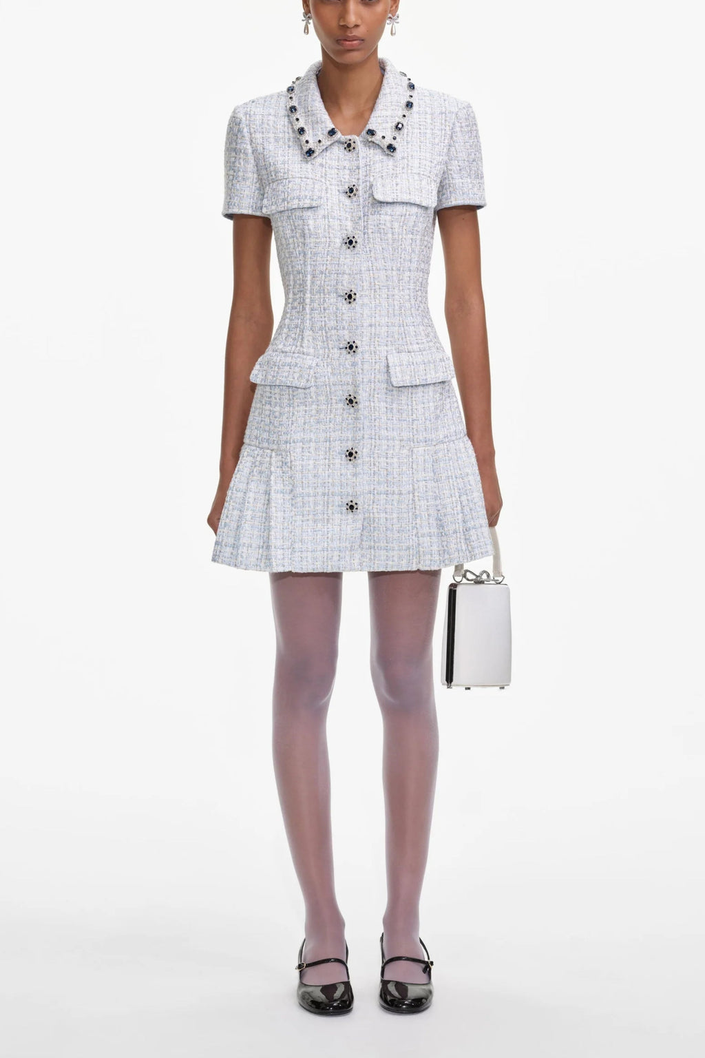 Flowering Girl Women Blue Boucle Mini Dress