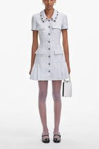 Flowering Girl Women Blue Boucle Mini Dress