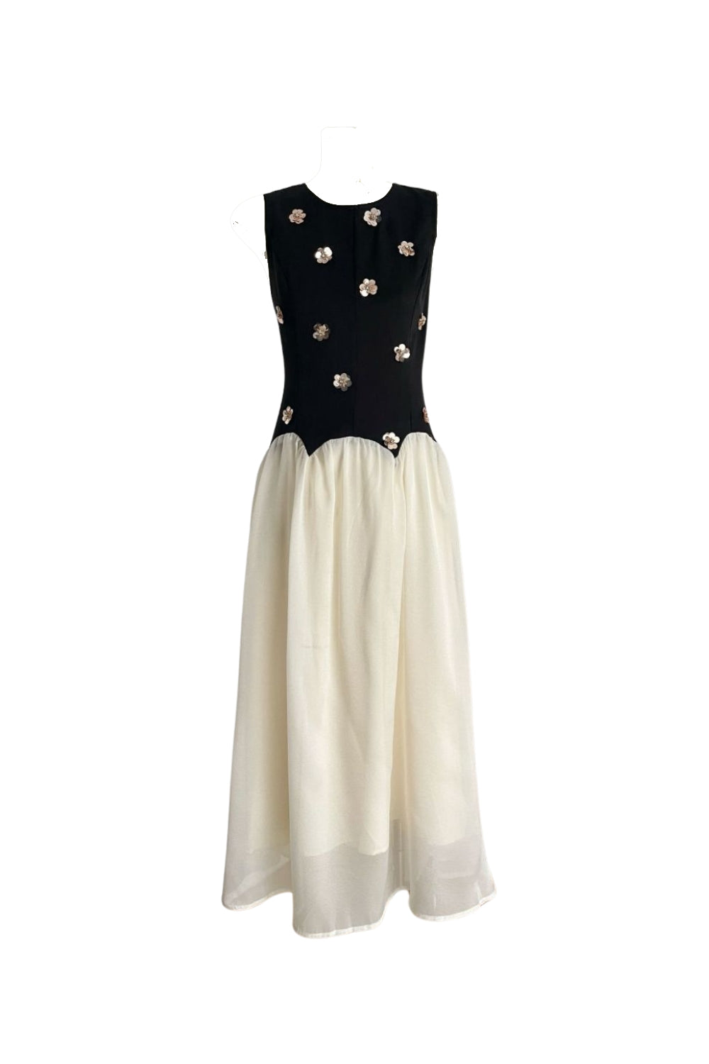 Flowering Girl Women Stereoscopic Flower sleeveless mesh midi dress