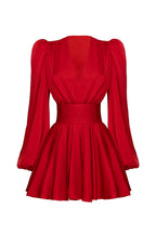 Flowering Girl Women Janice V-Neck Puff Sleeve Mini Dress