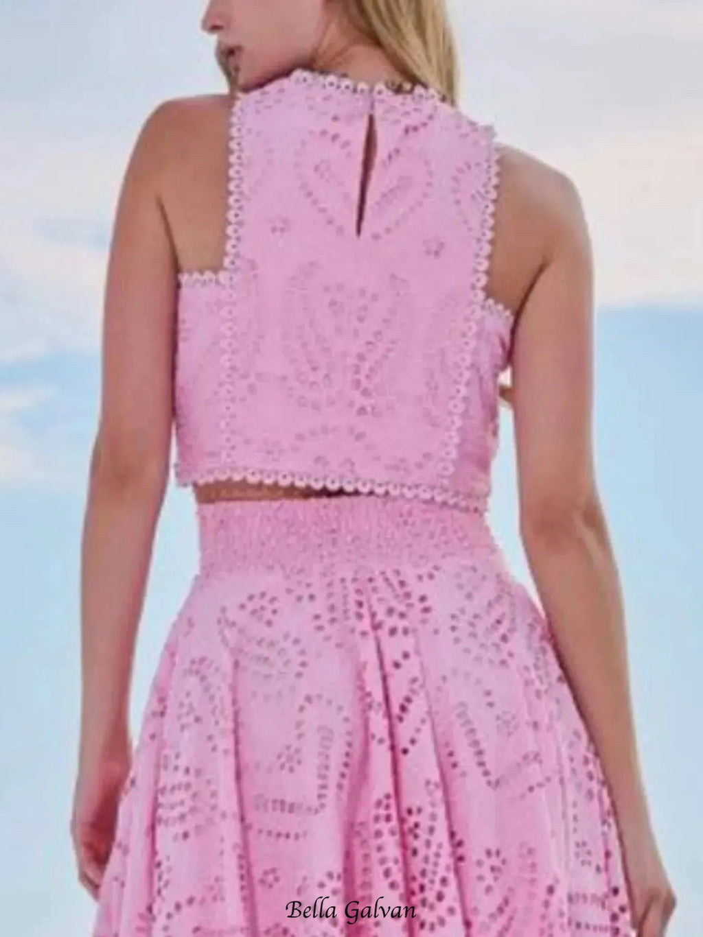 Eyelet Lace Top and Maxi Skirt Set