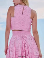 Eyelet Lace Top and Maxi Skirt Set