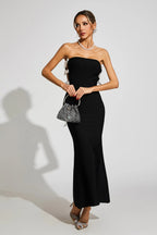 Jocelyn Bowknot-Side Bandage Strapless Maxi Dress In Black