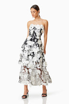 Flowering Girl Women Selene 3D flower Tiered Maxi Dress In Black