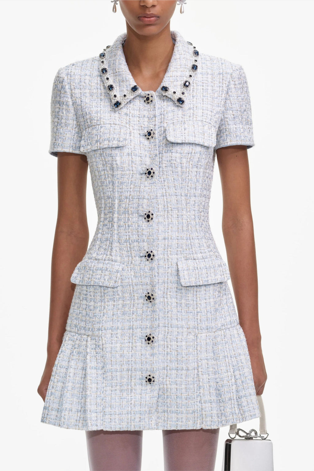 Flowering Girl Women Blue Boucle Mini Dress