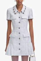 Flowering Girl Women Blue Boucle Mini Dress