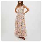 Flowering Girl Women samantha Multicolor Cotton Floral Midi Dress