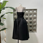 Flowering Girl Women Bow-Detail Taffeta Midi Dress in black